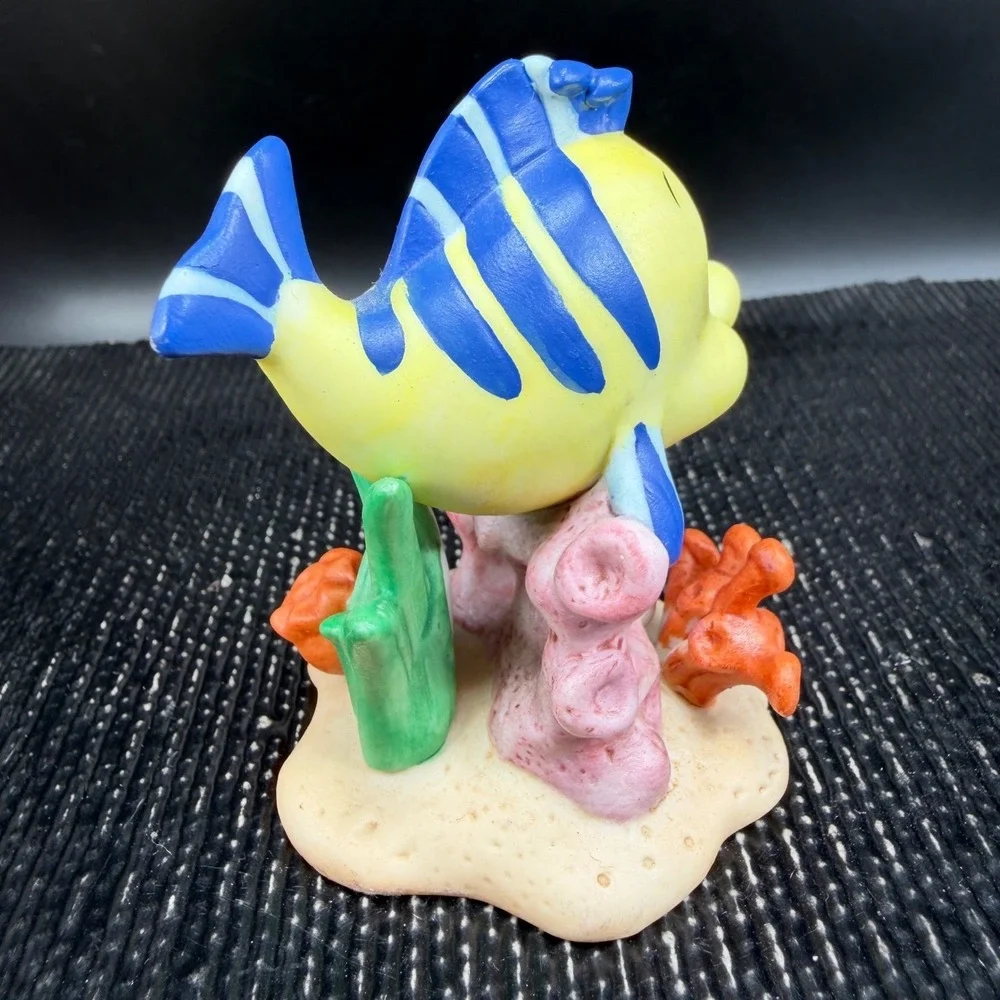 Disney The‎ Little Mermaid Flounder on Coral Reef Ceramic Figurine Sri Lanka VTG